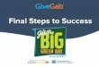 Final Steps to Success - Amazon Web Services€¦ · Final Steps to Success. Agenda Give BIG Green Bay Reminders Your Checklist for Success After Give BIG Green Bay Your Nonproﬁt