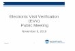 Electronic Visit Verification (EVV) Public Meeting 8... · the conclusion of the presentation 11/8/2019 2. EVV Background • Section 12006 of the 21st Century Cures Act requires