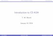Introduction to CS 4104 - Virginia Techcourses.cs.vt.edu/.../lectures/lecture01-overview.pdf · About the CourseData and Algorithm AnalysisStable Matching Course Information I Instructor