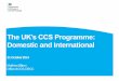 The UK’s CCS Programme€¦ · UK CCS Cost Reduction Task Force (2013) 3 • Costs will come down – greatest cost reduction not from technology costs • BUT need first commercial-scale