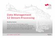 Data Management 12 Stream Processing - mboehm7.github.io€¦ · STREAM (Stanford’01), Aurora (Brown/MIT/Brandeis’02) Borealis (‘05), NiagaraCQ (Wisconsin), TelegraphCQ (Berkeley’03),