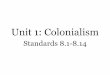 Unit 1: ColonialismThe Massachusetts Bay Colony • 1629, other English people looking to leave to North America get a royal charter to form the Massachusetts Bay Colony • 1630,