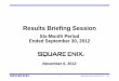 SixSix--Month PeriodMonth Period Ended September 30 ... · Results Briefing Session SixSix--Month PeriodMonth Period Ended September 30 2012Ended September 30, 2012 November 6, 2012