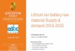 Lithium ion battery raw material Supply & demand 2016-2025 · Lithium ion battery raw material Supply & demand 2016-2025 Director, AVICENNE ENERGY Christophe PILLOT January 30th,