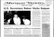U.S. Secretary Baker Visits Saipan...M icronesia’s L eading N ew spaper S ince 1 9 7 2 ^ vsCXj IFUÜULBJZtWY [FD30IM47 И30Ш)М7 ЭЁИ8 tF ß »Ä V D /A ' (Vol. 19 No. 39 ©1990