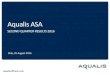 Aqualis ASA · Revenues for Q2 down 28% from Q2 2015, reflecting weaker market conditions Operating loss of USD 0.8 million for Q2 2016 Steps to improve profitability and competitiveness