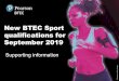 September 2019 qualifications for New BTEC Sport · New BTEC Sport qualifications for September 2019 Supporting information. New BTEC Sport qualifications for September 2019 We’re