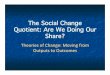 The Social Change Quotient: Are We Doing Our Share? · discussion, complex initiatives start to look manageable. Outcomes after discussing how change happens. Being clear about OUTCOMES