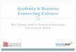 Academia & Business: Connecting Cultures · 2018-05-19 · The Business Model Canvas and You The Canvas is a visual tool for exploring business models It effectively captures how