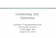 Conformity 101: Overview - US EPA€¦ · 2 Conformity 101: Learning Objectives Define transportation conformity and describe how it relates to transportation planning and air quality