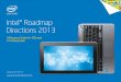 Intel® Roadmap Directions 2013...Entry UP Workstation (1-skt) Intel® Xeon® Processor E3-1200 v3 Series Up to 3.50 GHz Up to 8 MB L3 Cache N/A Intel® Xeon® Based Workstation Roadmap