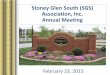 Stoney Glen South Association 2013 Annual Meeting€¦ · – Includes animal pens, missing shutters, clutter, etc. – Mailboxes not maintained/painted – Mold on exterior of house/outbuildings,