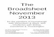 The Broadsheet November 2013 - Humshaugh · Under the auspices of Humshaugh Arts Project, Jen Ogle is still collecting family memorabilia or stories reflecting Humshaugh’s connections