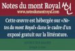 Notes du mont Royal ←  · 2019-07-17 · Notes du mont Royal Cette œuvre est hébergée sur «No tes du mont Royal» dans le cadre d’un exposé gratuit sur la littérature. SOURCE