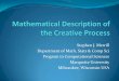 Stephen J. Merrill Department of Math, Stats & Comp Sci ...stevem/Mathematical_Description... · Importance of “Dreaming” Dreaming is when the “codes of disciplined reasoning”
