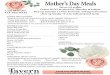 Mother’s Day Meals - Tavern Restaurant Westfield · 2020-05-03 · Mother’s Day Meals Serves 4-6 people Orders MUST be placed by ˜ursday at 4:00pm Pick-up Saturday 12-8 for food