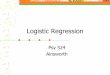 Logistic Regressionata20315/psy524/docs/Psy524 lecture 18 log… · Psy 524 Ainsworth. What is Logistic Regression? • Form of regression that allows the prediction of discrete variables