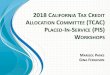 2018 California Tax Credit Allocation Committee Placed-In ...Federal Tax Credit Factor . $0.99001. Total Credits Necessary for Feasibility. $4,343,390. Annual Federal Credit Necessary