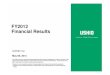 FY2012 Financial Results...2013/05/09  · Highlights of Financial Results for FY2012 3 ¾For FY2012, consolidated net sales decreased by 4.4% YoY to ¥143.4 billion, and consolidated