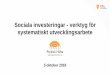 Sociala investeringar - verktyg för systematiskt ... · Systematiskt arbete med sociala investeringar bygger upp kapacitet för en tvärsektoriell utvecklingsorganisation . Arbetet