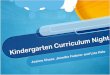 Kindergarten Curriculum Night · Curriculum – Treasures Scope and Sequence: Phonemic Awareness Vocabulary Identification Comprehension Skills Themed Units: families, friends, transportation,
