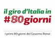 Il giro d'Italia in #80giorni - Salesiani per il mondo del ... · i primi 80 giorni del Governo Renzi . 80 euro 1 1 1 Giù le tasse, è la prima volta davvero. il giro d'ltalia in