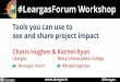 Tools you can use to see and share project impact€¦ · your project goals The tangible experiences or products the project creates The immediate ... social-justice-advocacy . @leargas