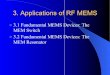 z3.1 Fundamental MEMS Devices: The MEM Switch …The Cantilever beam MEM switch zBecause of their simplicity, the most common and the most basic electrostatically actuated surface-micromachined