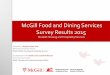McGill Food and Dining Services Survey Results 2015 · 2015-10-15 · McGill Food and Dining Services Survey Results 2015 Student Housing and Hospitality Services Prepared by : Monique