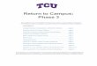 Return to Campus: Phase 3 · 2 days ago · Phase 3: Return to Campus | Page 2 Guiding Principles and Expectations TCU’s Return to Campus planning is centered on personal responsibility