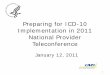 Preparing for ICD-10 Implementation in 2011 - CMS · PDF file 2019-09-13 · ICD-10-PCS – Structure ICD-9-CM • ICD-9-CM has 3-4 characters • All characters are numeric • All