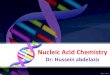Nucleic Acid Chemistry · 2020-03-19 · Nucleic Acid Chemistry Dr: Hussein abdelaziz. Objectives By the end of lecture the student should: Define nucleic acids. Illustrate structure