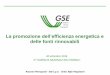 La promozione dell’efficienza energetica e · 2016-10-24 · energetica, efficienza energetica e decarbonizzazione. Con questa strategia l’UE mira a diventare il primo continente