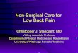 Non-Surgical Care for Low Back Pain...chronic back pain or pain from hip or knee OA . Exercise • For acute LBP, keep people moving – Activity as tolerated – Limit bed rest/ immobility