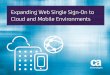 Expanding Web Single Sign-On to Cloud and Mobile Environments · Cloud Adoption Creates New Security Considerations Private clouds, public clouds and Software-as-a-Service (SaaS)