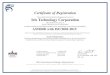 Certificate of Registration Iris Technology Corporation · Certificate of Registration This certifies that the Quality Management System of Iris Technology Corporation 2811 McGaw
