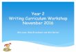 Year 2 Writing Curriculum Workshop November 2016fluencycontent2-schoolwebsite.netdna-ssl.com/FileCluster/... · 2020-02-06 · Writing Curriculum Workshop November 2016 Mrs Lane,