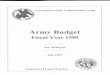 Army Budget - Voice for the Army – Support for the Soldier · Association of the United States Army Army Budget Fi.scal Year, 1998' An Analysis July 1997 Institute of Land Warfare