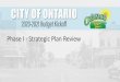 2020-2021 Budget Kickoff - Ontario, Oregon · 2020-2021 Budget Kickoff. Phase I - Strategic Plan Review. 1. ... • Increase garbage, cart, and weed cleanup • Increase code enforcement