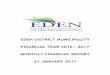 EDEN DISTRICT MUNICIPALITY FINANCIAL YEAR 2016 - 2017 ... · Section 12: Own Funded Project 31 Section 13: Expenditure per Function for each department 32 Section 14: Roads Income