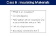 Class 6 : Insulating Materialsastronomy.swin.edu.au/~cblake/Class6_InsulatingMaterials.pdf · 2018-04-21 · Class 6 : Insulating Materials •What is an insulator? •Electric dipoles