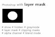 Photoshop with layer mask -   · PDF file

2017-09-27 · Photoshop with layer mask # show # hidden # graymode # layer mask # clipping masks # alpha channel # blend mode