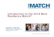 Introduction to the 2019 Main Residency Match 2018 FINAL · Introduction to the 2019 Main ... •Program Director (PD): manages the program’s participation in the Match including