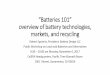 “Batteries 101” overview of battery technologies, markets, and … · 2017-11-06 · Lithium-ion is well poised to be dominant battery chemistry •Industrial applications such
