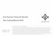 2nd Quarter Financial Results Year Ending March 2016 · 12/28/2015  · 2nd Quarter Financial Results Year Ending March 2016. November 9, 2015. Mitsui & Co., Ltd. A Cautionary Note