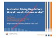 Australian Diving Regulations: How do we do it down under?...2017/11/15  · Diving Bell Ergonomics 15 A575886 15 November 2017 The Bergen International Diving Seminar 2017 Further