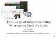This is a good time to be doing Microarray Data Analysis · Typical Microarray study 1. Read in Data 2. Explore Raw Data 3. Preprocess & Normalize Data… Then again Explore data