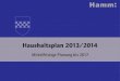 Haushaltsplan 2013/2014 - Hamm...aus dem Doppelhaushalt 2011/2012 und der HSP-Maßnahmen aus dem Stärkungspakt 2012 HSP-53 Anlage 3 Projektion zur Haushaltsentwicklung bis 2021 HSP-63