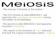 This involves 2 divisions of the nucleus The first division is ...gcsbio.weebly.com/uploads/5/3/2/5/5325438/meiosis_2011.pdf•Meiosis is a slower and more complex process than mitosis
