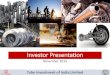 Investor Presentation - Murugappa Group · 2 Contents 1.About Murugappa Group 2.Tube Investments of India Limited 3.Business Divisional Performance 4.Company Financials This presentation